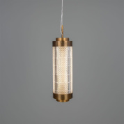 одноламповый подвесной светильник с цилиндрическим металлическим абажуром в неовикторианском стиле