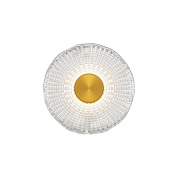 настенный декоративный светильник с прозрачным рифлёным плафоном цвета латунь