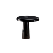 настольный прикроватный светильник с плоским плафоном на короткой цилиндрической опоре