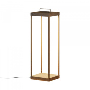 уличный напольный светильник в высоком латунном корпусе с прозрачными вставками