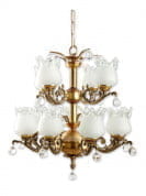 Antique Brass And Crystal 12 Light Chandelier люстра FOS Lighting Frog-CH8+4