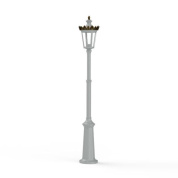 уличный фонарь-столб с прозрачным плафоном и светло-серым основанием