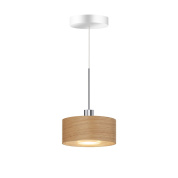 подвесной светильник с деревянным плафоном цилиндрической формы на тонком подвесе