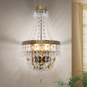 настенное бра с хрустальными подвесами и двумя световыми источниками