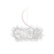 люстра в форме гнезда прозрачная с красными элементами