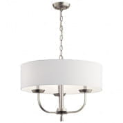 Kennewick 3 Light Chandelier with White Fabric Brushed Nickel люстра 52384NI Kichler