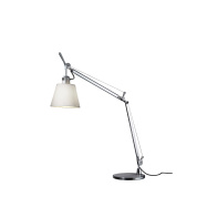 A004030 + 0947020A Artemide Tolomeo настольный светильник с абажуром кремового оттенка для работы и чтения