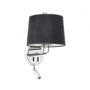 24033-03 MONTREAL CHROME WALL LAMP WITH READER BLACK LAMPSH настенный светильник Faro barcelona