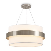 подвесной светильник с широким матовым плафоном и никелевым кольцом