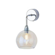 настенный светильник с подвесным стеклянным плафоном на изогнутой арматуре