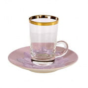 Peacock lilac & gold green tea cup & saucer чашка, Villari
