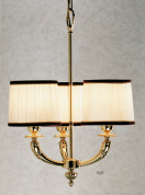 подвесной светильник с двумя текстильными абажурами на металлическом каркасе