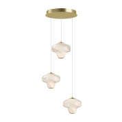 подвесная люстра с тремя плафонами латунного оттенка