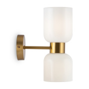 настенное бра с двумя матовыми плафонами и латунным креплением