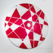 потолочный светильник круглый с геометрическим орнаментом красно-белый