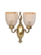 Brass Vine Double Wall Light In Diamond Cut Lustrous Glass бра FOS Lighting SR1-TrophyLust-WL2
