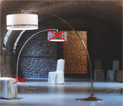 арочный торшер с широким текстильным абажуром