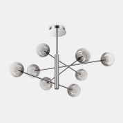 подвесная люстра с множеством шаров из дымчатого стекла