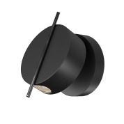 настенный бра черного цвета с цилиндрическим корпусом и тонкой металлической перекладиной