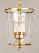 подвесной фонарь цилиндрической формы с прозрачным стеклом и латунным основанием