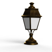 садовый уличный фонарь с прозрачным плафоном и корпусом под бронзу