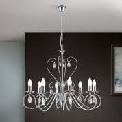 подвесная люстра на восемь рожков с изогнутой металлической арматурой