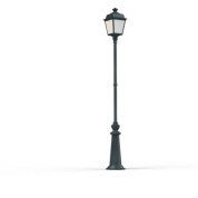 уличный фонарь на тёмной опоре с купольным плафоном