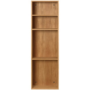 настенный открытый стеллаж из массива дерева с вертикальной компоновкой