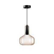 подвесной светильник с объемным плафоном из матового стекла в дымчатом тоне