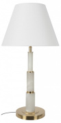 настольная лампа с тканевым абажуром и цилиндрическим основанием