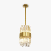 подвесной светильник с каскадными хрустальными элементами в цилиндрическом корпусе