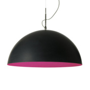подвесная люстра полусферической формы с малиновым внутренним цветом