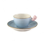 Marie-antoinette blue & pink coffee cup & saucer чашка, Villari