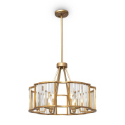 подвесная люстра с хрустальными подвесками в золотом корпусе