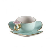 Butterfly aquamarine coffee cup & saucer 0004356-556 чашка, Villari