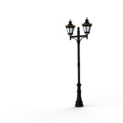 уличный фонарный столб с двумя фонарными плафонами в чёрном корпусе