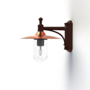 настенный светильник с медным абажуром и коричневым кронштейном