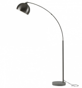 торшер с изогнутой стойкой и направленным плафоном серебристого цвета