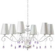 классическая подвесная люстра с шестью рожками и текстильными абажурами
