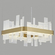 подвесной потолочный светильник прямоугольной формы с золотым обрамлением