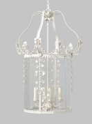 подвесной фонарь цвета слоновой кости с хрустальными подвесками и свечными патронами