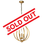 трехламповая подвесная люстра с овальным металлическим каркасом