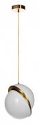 подвесной светильник с шарообразным плафоном на золотистом подвесе
