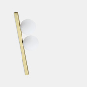 потолочный светильник латунный с двумя белыми плафонами