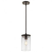 Crosby 10.75" 1 Light Mini Pendant with Clear Glass Olde Bronze подвесной светильник 43996OZ Kichler