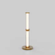 настольная лампа с цилиндрическим рассеивателем на круглой металлической подставке