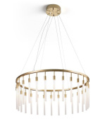 подвесная люстра в виде кольца с вертикальными стеклянными подвесами