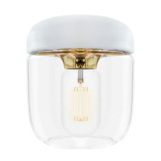 абажур цилиндрический стеклянный бело-латунный