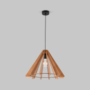 подвесной светильник с конусным плафоном из деревянных планок