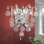 настенное бра с двумя хрустальными подвесами и хромированной основой